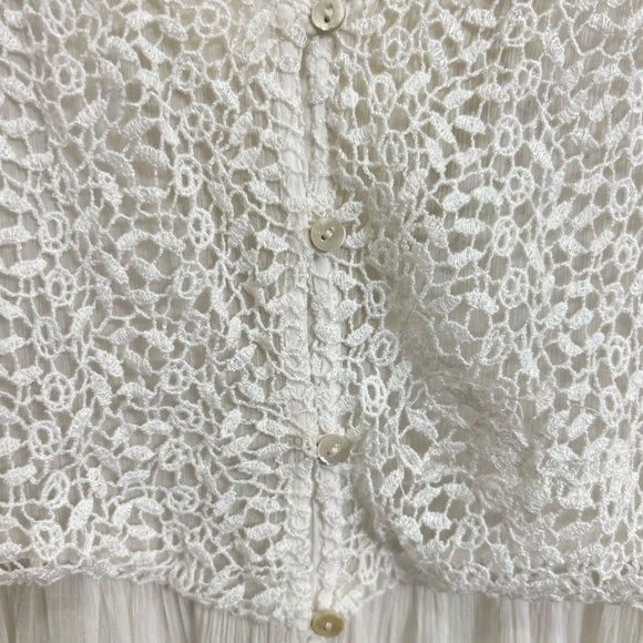 Zara Trafaluc White Crochet and Silk Sleeveless Dress - Picture 6 of 11